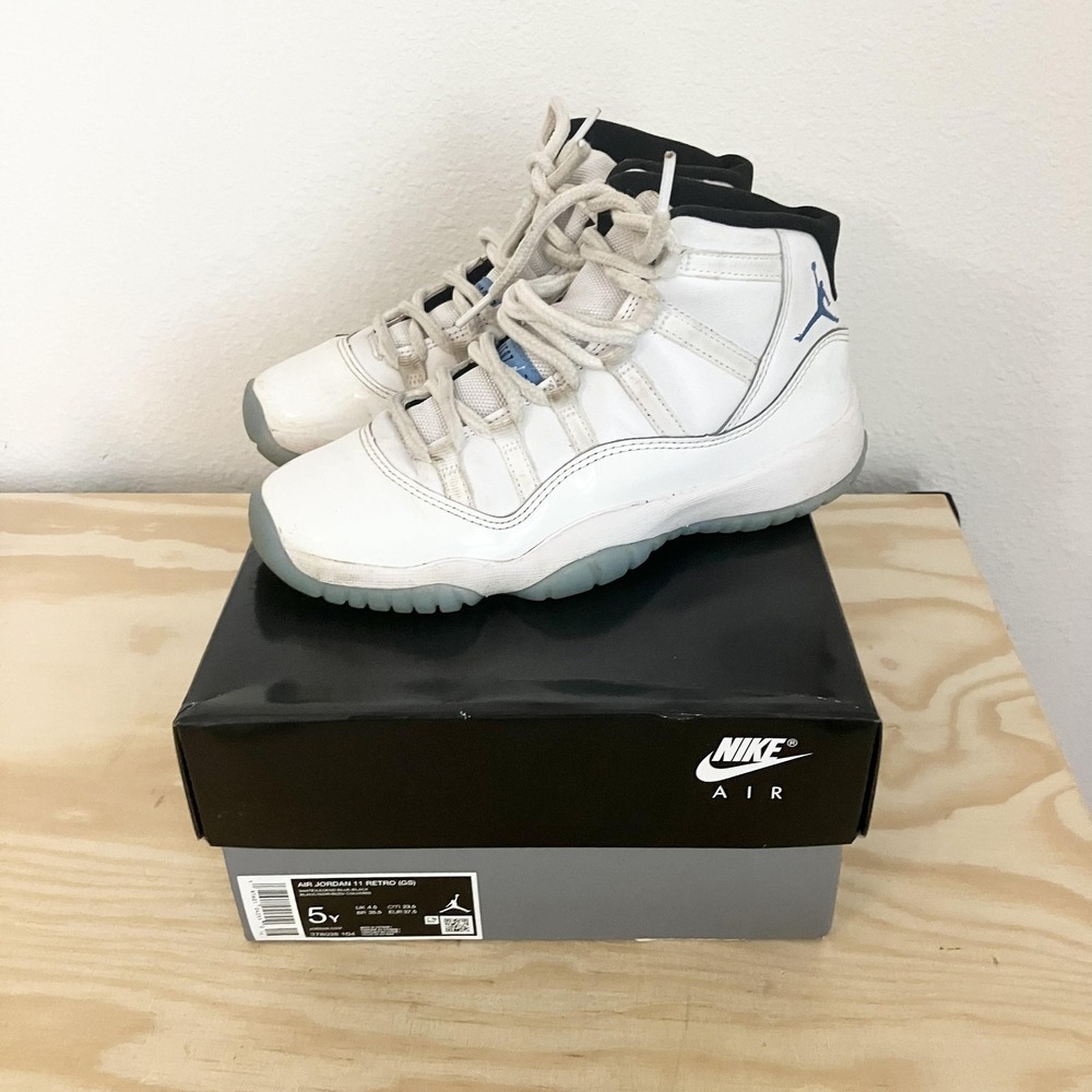 Jordan Air Jordan 11 Retro Shoes Youth Size 5Y White Legend Blue 378038-104